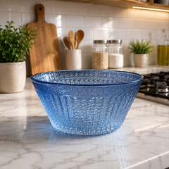 Elegant Blue Textured Fruit Serving Bowl Set - Habitt