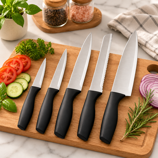 Black Knife Set with Storage Block