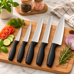 Black Knife Set with Storage Block
