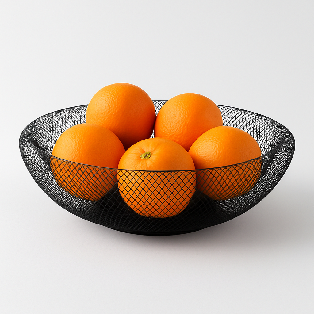 Double Base Metal Mesh Basket – Black | Modern Decorative Fruit &amp; Storage Bowl - Habitt