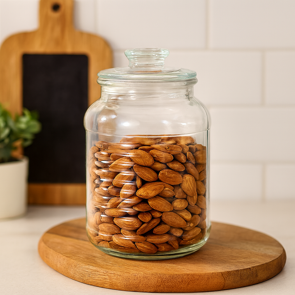 Clear Pressed-Glass Storage Jar with Lid – 2200 ml Airtight Kitchen Container - Habitt