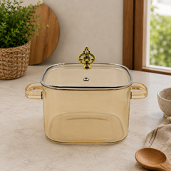 3200ML Glass Cooking Pot with Lid | Glass Cooking Pot
