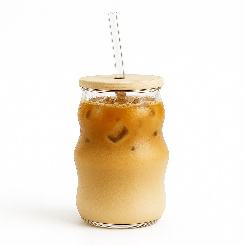 Ice Tea Glass – Clear with Lid & Straw - Habitt