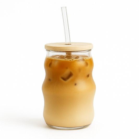 Ice Tea Glass – Clear with Lid & Straw - Habitt