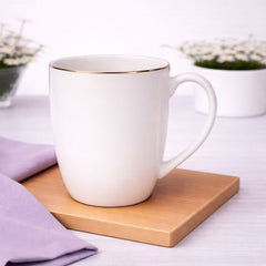 White Bone China Mug with Gold Rim – GGK D#4 - Habitt