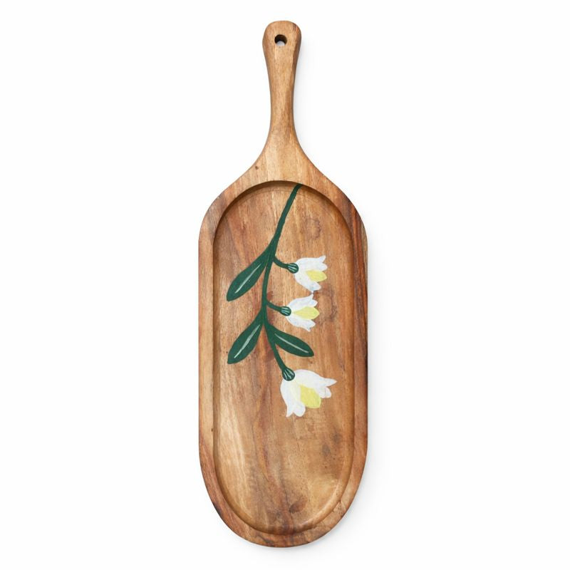 Heritage Bloom Oval Platter – 11 Inch | Handcrafted Wooden Serving Platter - Habitt
