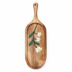 Heritage Bloom Oval Platter – 11 Inch | Handcrafted Wooden Serving Platter - Habitt
