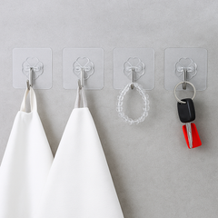 1Pc Self-Adhesive Plastic Wall Hooks – Heavy-Duty Transparent Hooks for Kitchen, Bathroom &amp; Office | Reusable Waterproof Wall Hangers (Set of 10) - Habitt