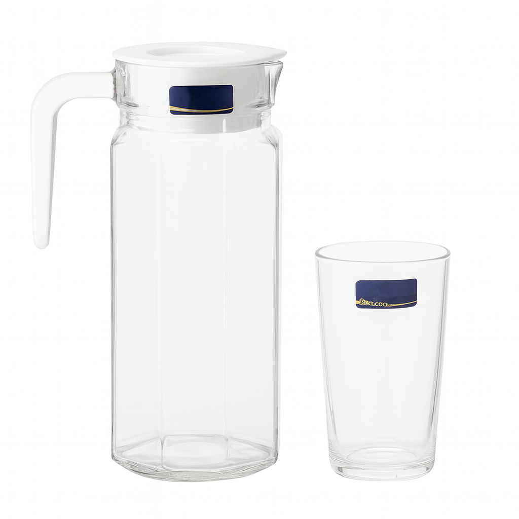 Premium Deli Glassware Water Set – 7-Piece Set (750ml Jug + 320ml Glasses) - Habitt