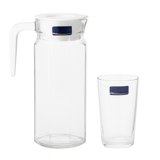 Premium Deli Glassware Water Set – 7-Piece Set (750ml Jug + 320ml Glasses) - Habitt