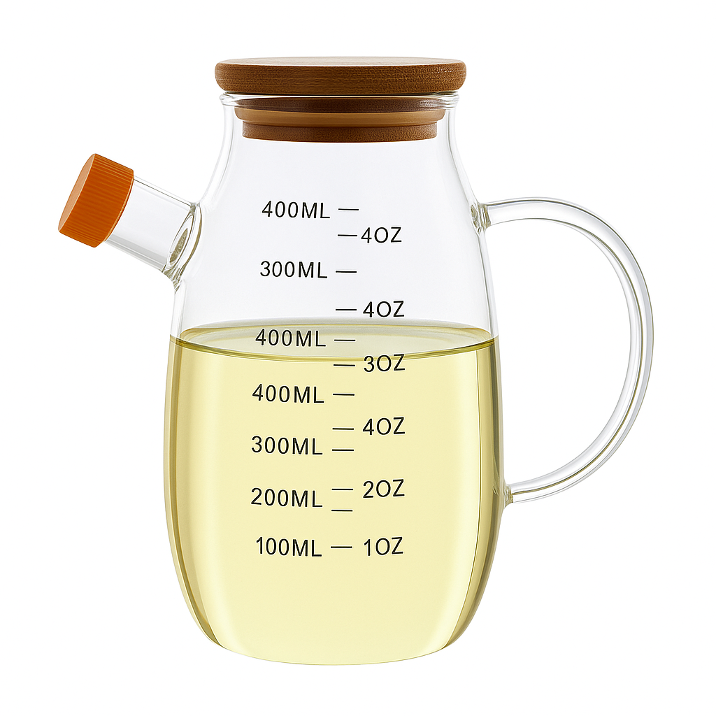 Premium Glass Oil Bottle with Wooden Lid – 850ml - Habitt