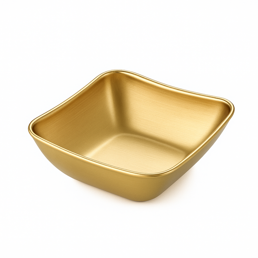 Remiken Golden Stainless Steel One Dip Bowl | Luxury Gold Finish Square Snack & Sauce Bowl - Habitt