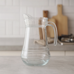 Clear Glass Jug 1700 ml with Elegant Tapered Design & Easy-Pour Spout – Large Water & Juice Pitcher - Habitt