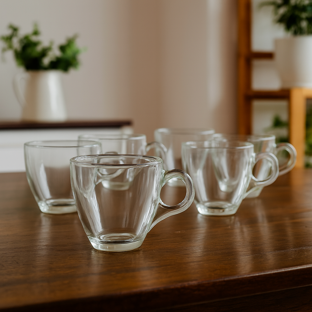 Clear Glass Cup Set – 190ml (Set of 6) - Habitt