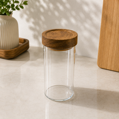 550ML Transparent Storage Jar with Wooden Cap | Kitchen Storage Container