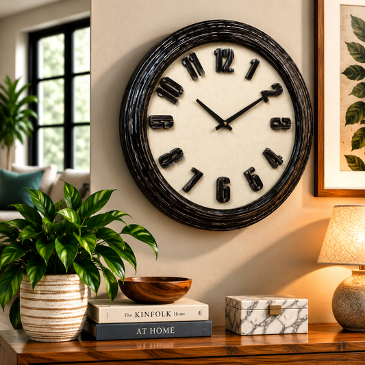 Heritage Wall Clock Snowy – Classic Black Frame Decorative Wall Clock