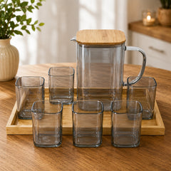 6 Piece Transparent Water Set with Jug | Drinkware Set