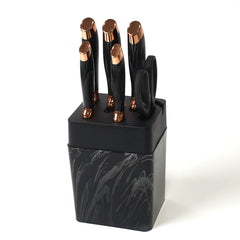 7 Pcs Stainless Steel Knife Set with Block – Premium Kitchen Knives & Scissors - Habitt
