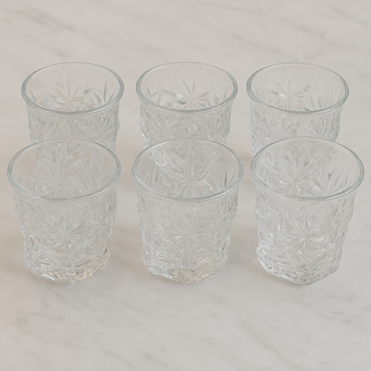 Textured Crystal-Style Tumbler Glass Set 270 ml – Premium Clear Drinkware (6 Pcs) - Habitt