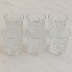 Textured Crystal-Style Tumbler Glass Set 270 ml – Premium Clear Drinkware (6 Pcs) - Habitt