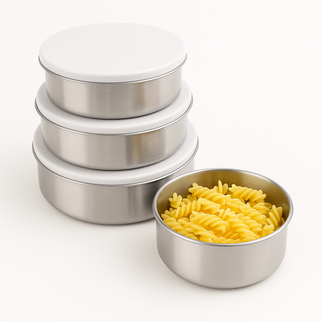 5-Piece Stainless Steel Food Storage Box Set (10–18 cm) - Habitt