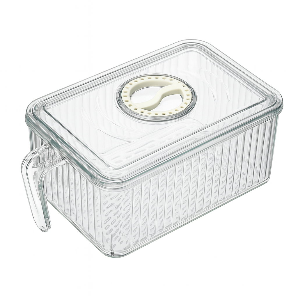 Large Acrylic Fridge Storage Box – Clear Refrigerator Organizer with Lid for Fruits, Vegetables & Pantry Items - Habitt