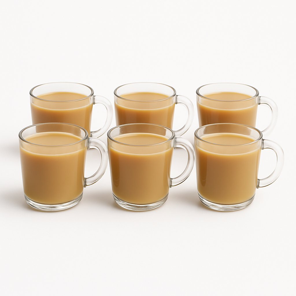 Deli Glassware Mug Set 240ml (ZB24) – 6-Piece Clear Glass Tea & Coffee Mugs - Habitt