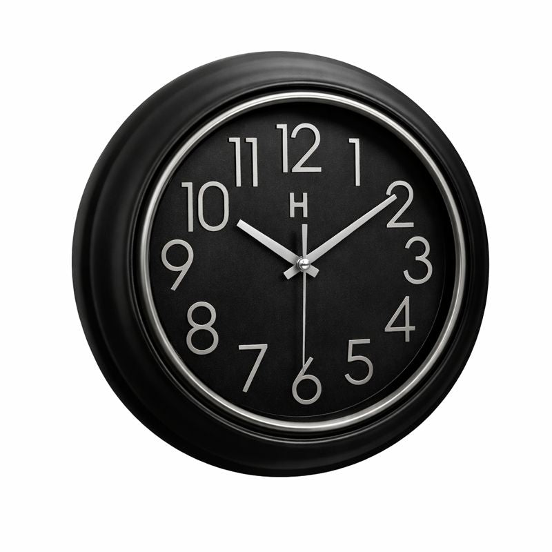 Heritage Prague 2 Wall Clock 18 x 18 Inch – Black Dial with Silver Accents & Contemporary Classic Design (Plastic) - Habitt