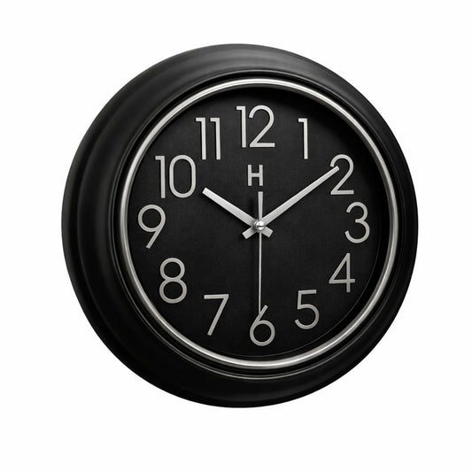 Heritage Prague 2 Wall Clock 18 x 18 Inch – Black Dial with Silver Accents & Contemporary Classic Design (Plastic) - Habitt
