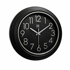 Heritage Prague 2 Wall Clock 18 x 18 Inch – Black Dial with Silver Accents & Contemporary Classic Design (Plastic) - Habitt