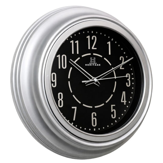 Heritage Vintage Wall Clock 15" – Classic Silver Frame Plastic Wall Clock - Habitt