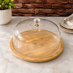Luxury Glass Cake Stand with Dome Cover | Premium Cake Plate for Desserts & Pastries