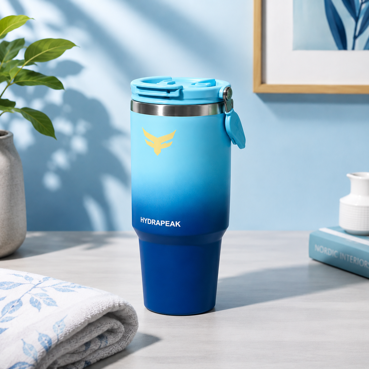 Assorted 1200ml Premium Insulated Travel Tumbler with Handle | Stylish Hot & Cold Drink Cup