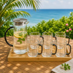 6 Piece Transparent Water Set with Jug | Drinkware Set