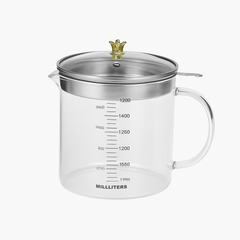 Measuring Glass Oil Pot – 1400ml with Lid (102188) - Habitt