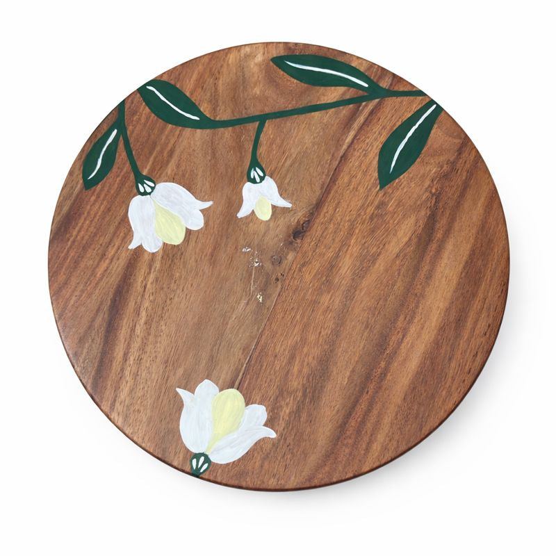 Heritage Bloom Cake Stand – 11 Inch Round | Handcrafted Wooden Dessert Stand - Habitt