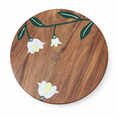 Heritage Bloom Cake Stand – 11 Inch Round | Handcrafted Wooden Dessert Stand - Habitt
