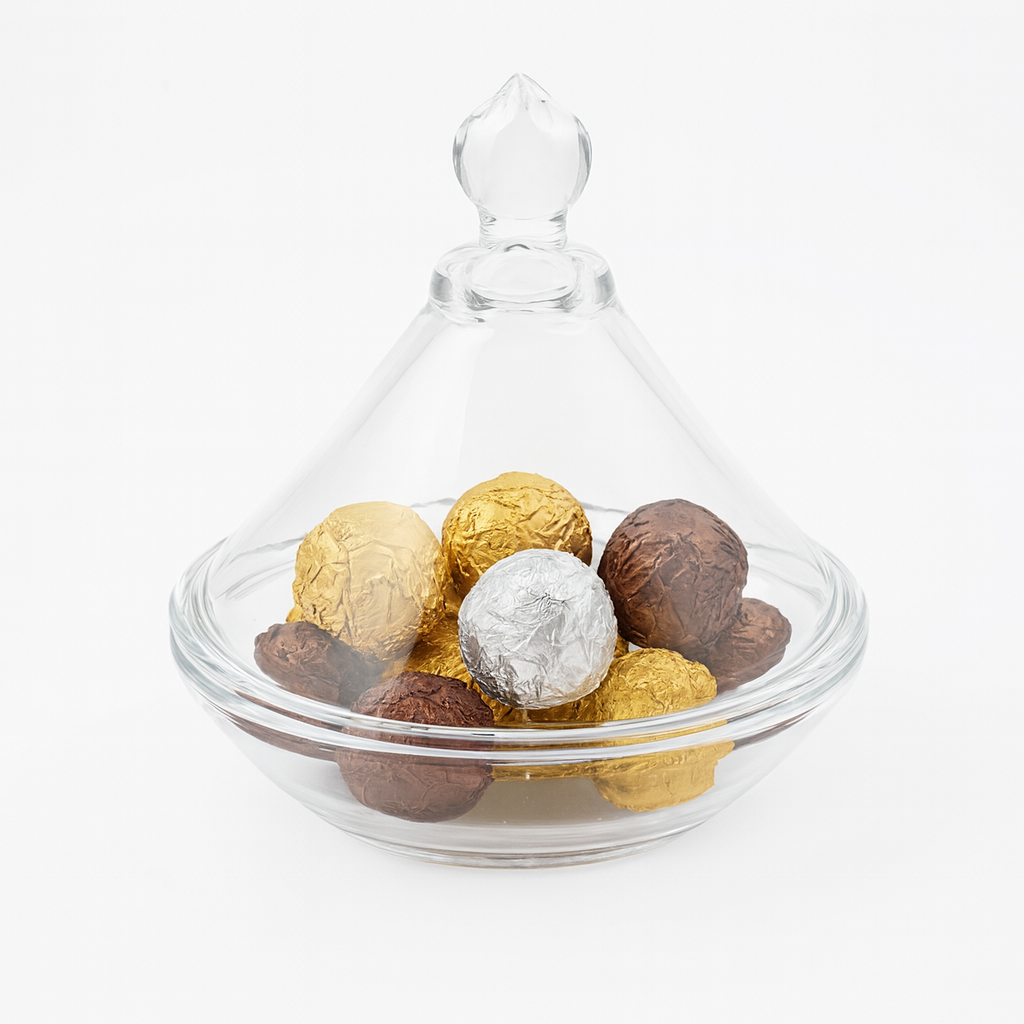 Deli Glassware Candy Jar 126.5mm (TG1078-5) – Premium Clear Glass Bowl with Lid - Habitt
