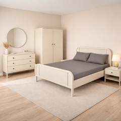 Harold Bedroom Set – Queen Size Bed, Dresser with Mirror & 2-Door Wardrobe - Habitt