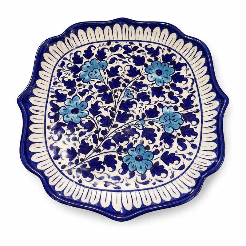 Handcrafted Blue Pottery Dish – Medium Size - Habitt