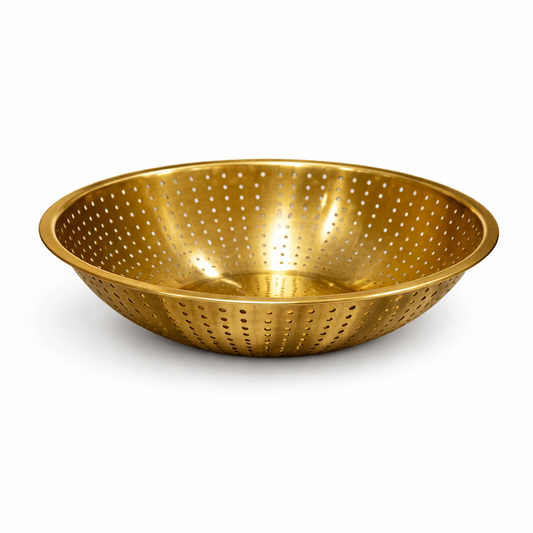 Golden Food Strainer  Stainless Steel Mesh Bowl (23 cm / 26 cm / 29 cm) - Habitt