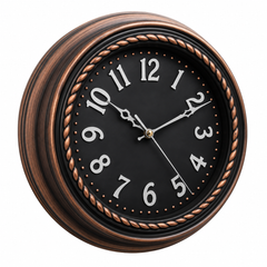 Heritage Hazel Wall Clock 14.5 Inch – Vintage Copper Finish with Black Dial & Beaded Detailing (Plastic)