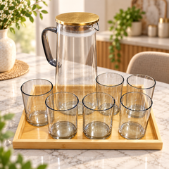 6 Piece Transparent Water Set with Jug | Drinkware Set