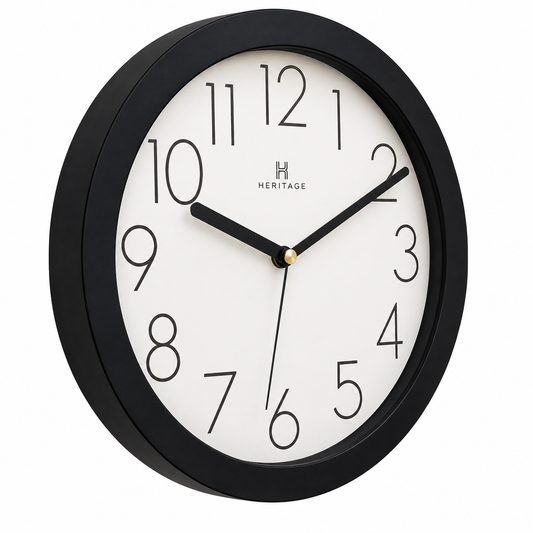 Heritage Squat Wall Clock – 9.75 Inch Plastic Frame