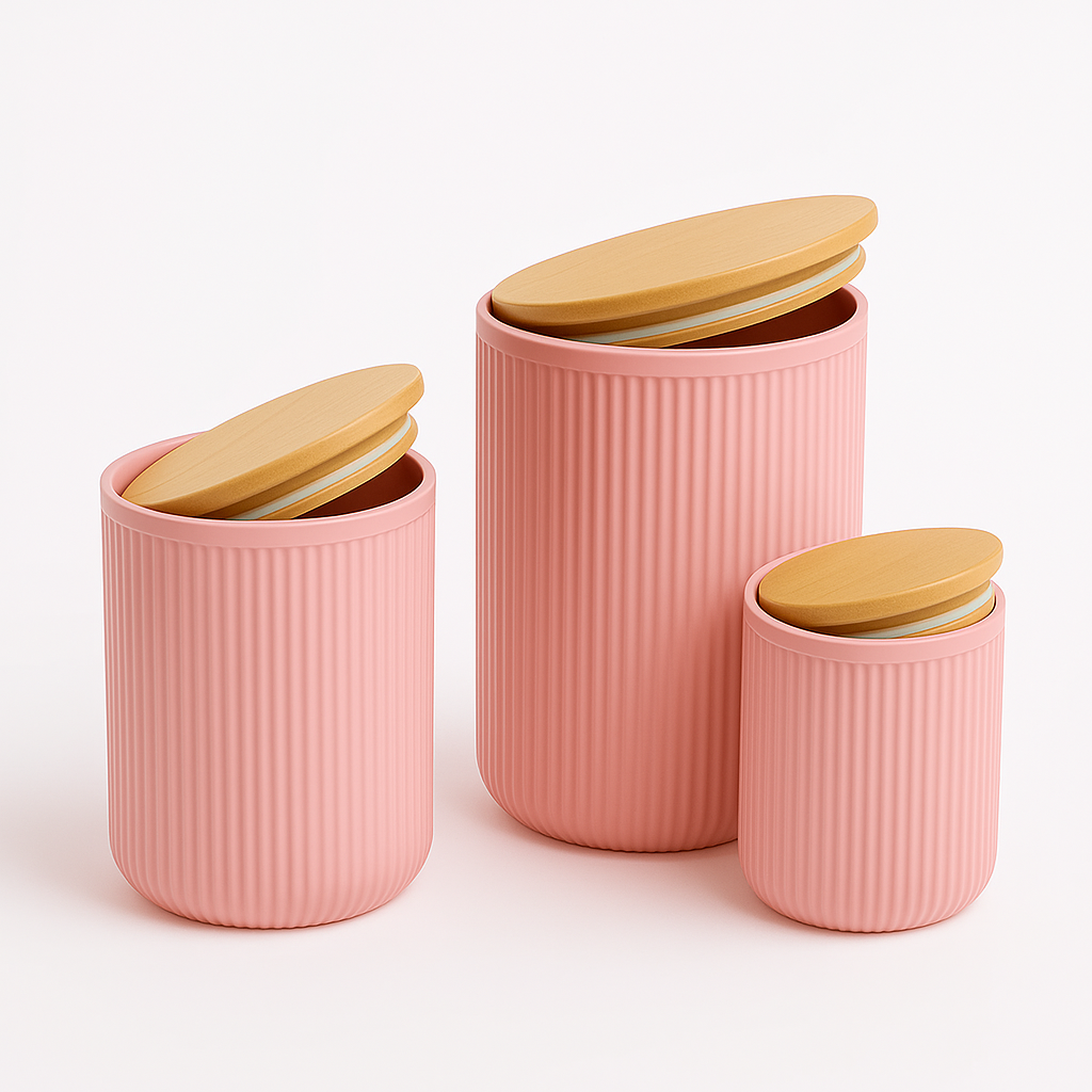 3 Pcs Retro Storage Box Set with Wooden Lids – Airtight Kitchen Containers for Tea, Coffee, Sugar & Snacks - Habitt