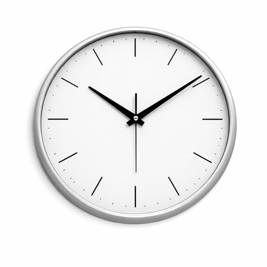 HERITAGE Wall Clock – Squat Big | 15.25 Inch (Silver Plastic Frame) - Habitt