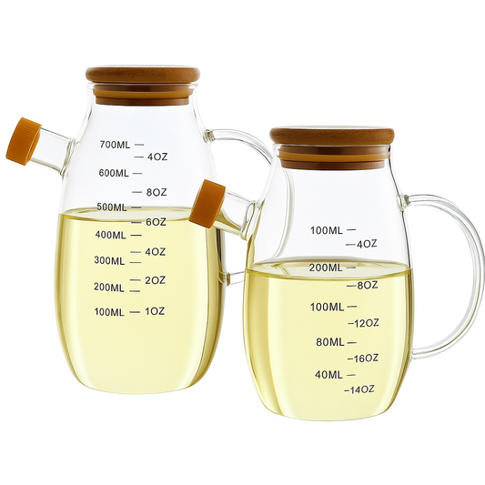 Premium Glass Oil Bottle with Wooden Lid – 850ml - Habitt