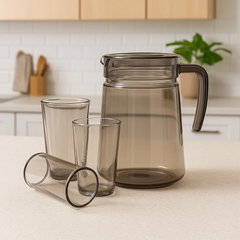 Smoke-Tinted 7-Piece Water Set – 1.98 L Jug with 315 ml Glasses (Pressed Glass) - Habitt