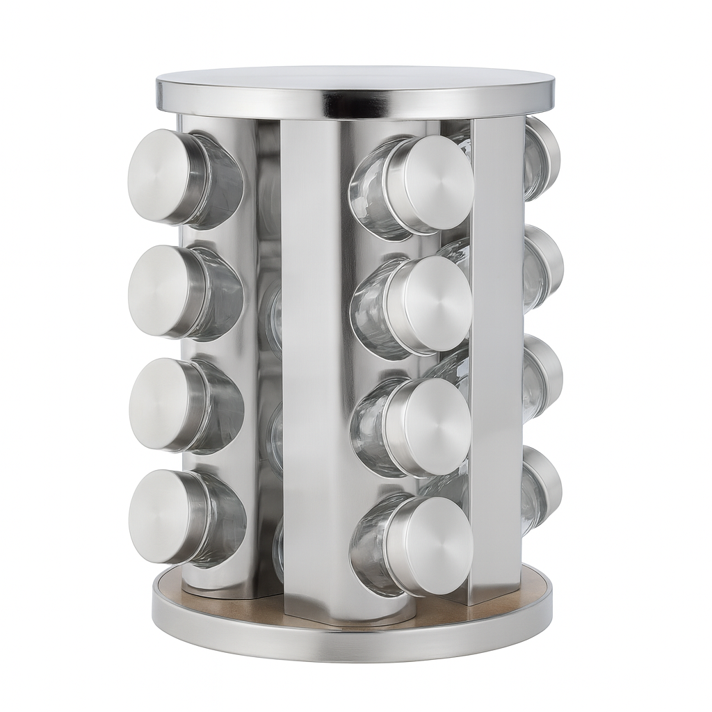 Round Glass Spice Rack – Rotating Kitchen Organizer (12pcs / 16pcs) - Habitt