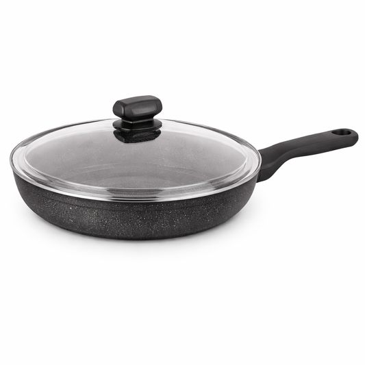 Ornella Alu. Frypan 28x5.5 cm – Nonstick Aluminum Frying Pan with Glass Lid - Habitt